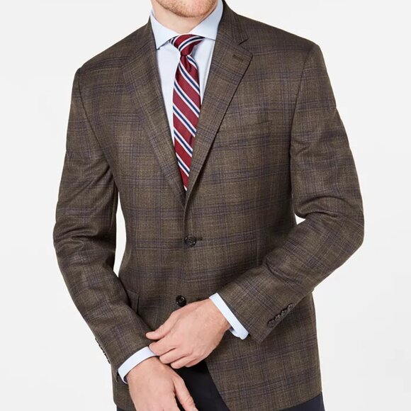 Lauren Ralph Lauren Men's Classic-Fit UltraFlex Stretch Light Brown Plaid Sport